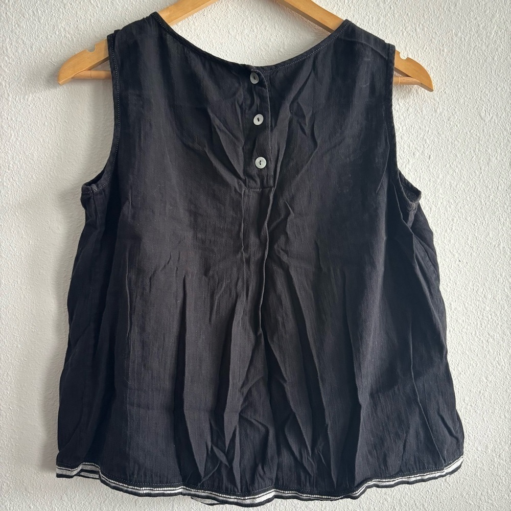 Anthropologie HD in Paris Embroidered Alys Tank 100% Cotton Black & White Top S - Picture 5 of 11
